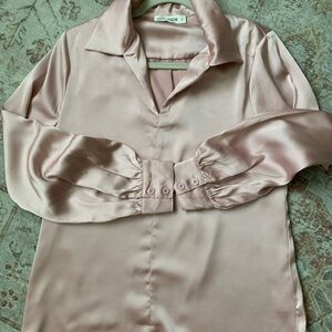 Grace Karin Pink Satin Blouse